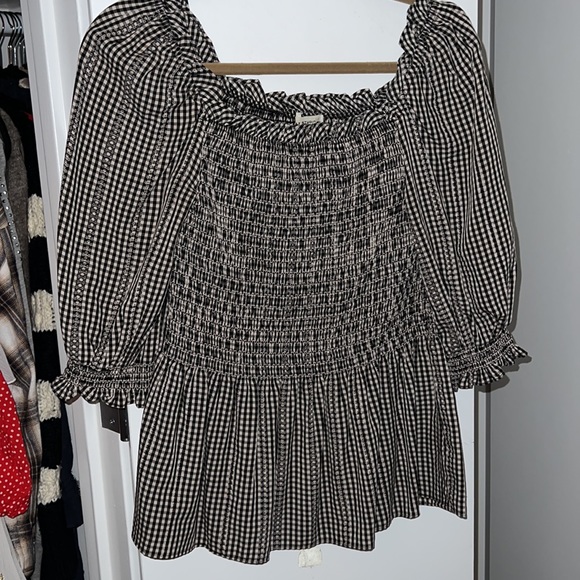 Black and white checkered peplum top - Picture 1 of 4